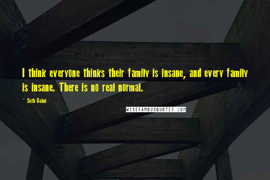 Seth Gabel Quotes: I think everyone thinks their family is insane, and every family is insane. There is no real normal.