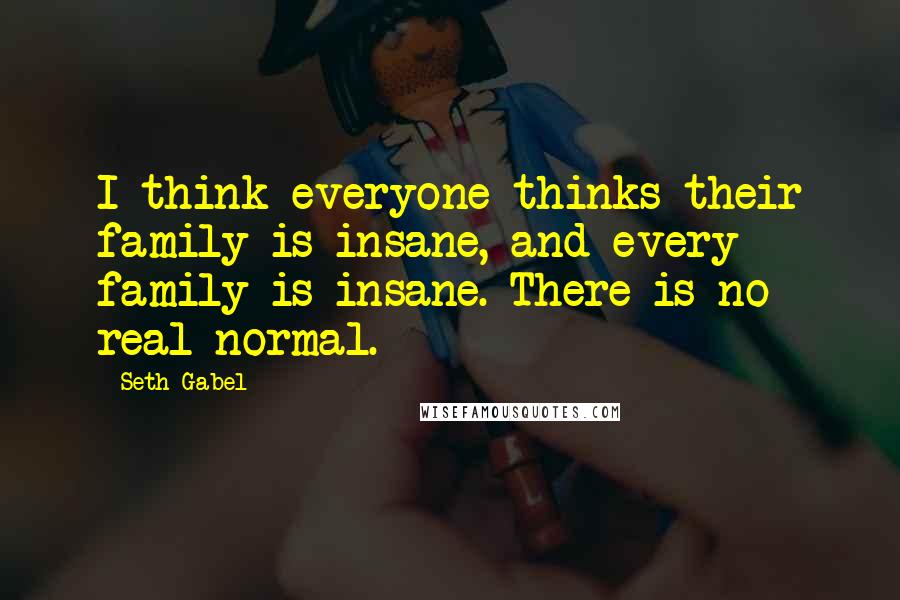 Seth Gabel Quotes: I think everyone thinks their family is insane, and every family is insane. There is no real normal.