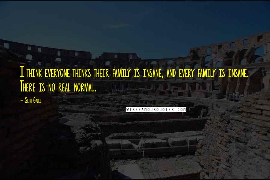Seth Gabel Quotes: I think everyone thinks their family is insane, and every family is insane. There is no real normal.