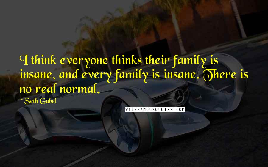 Seth Gabel Quotes: I think everyone thinks their family is insane, and every family is insane. There is no real normal.