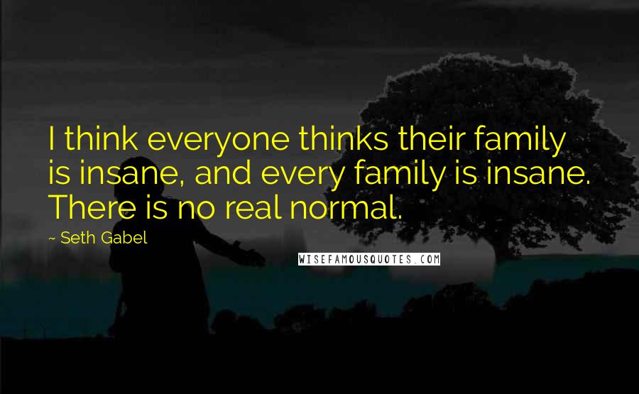 Seth Gabel Quotes: I think everyone thinks their family is insane, and every family is insane. There is no real normal.