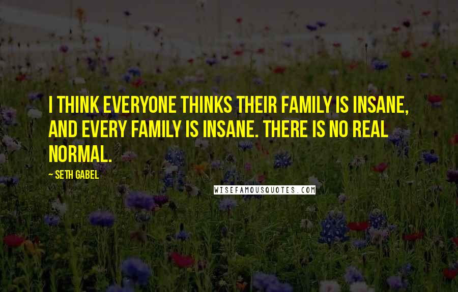 Seth Gabel Quotes: I think everyone thinks their family is insane, and every family is insane. There is no real normal.