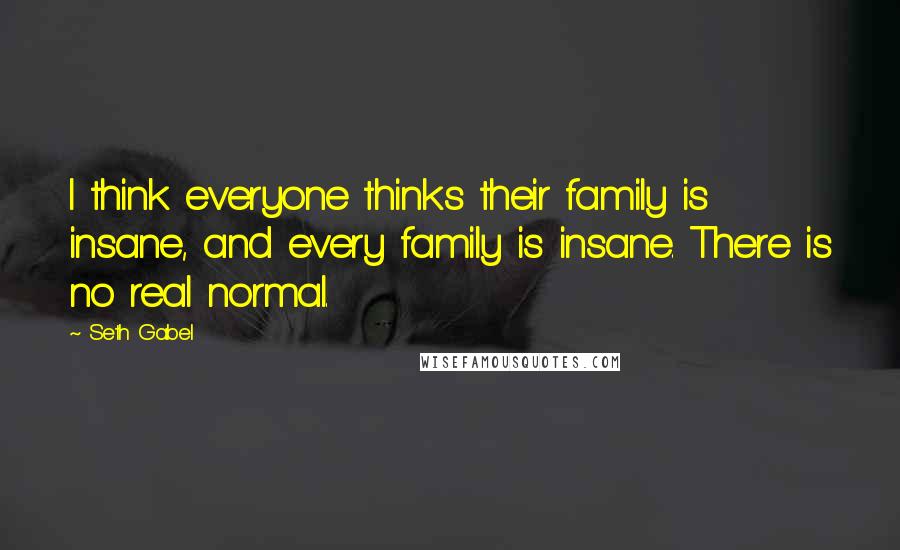 Seth Gabel Quotes: I think everyone thinks their family is insane, and every family is insane. There is no real normal.
