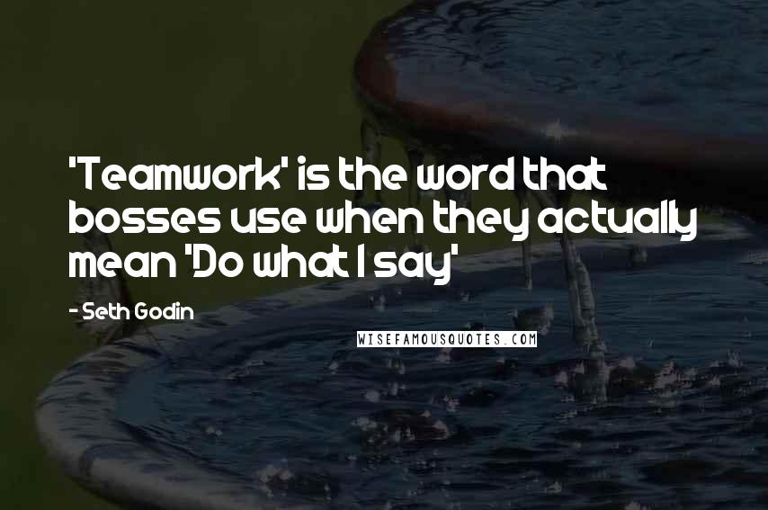 Seth Godin Quotes: 'Teamwork' is the word that bosses use when they actually mean 'Do what I say'