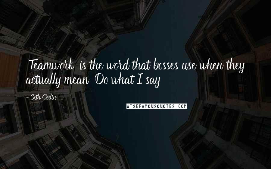 Seth Godin Quotes: 'Teamwork' is the word that bosses use when they actually mean 'Do what I say'