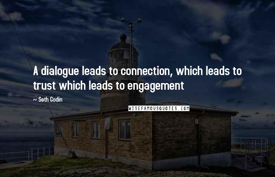 Seth Godin Quotes: A dialogue leads to connection, which leads to trust which leads to engagement