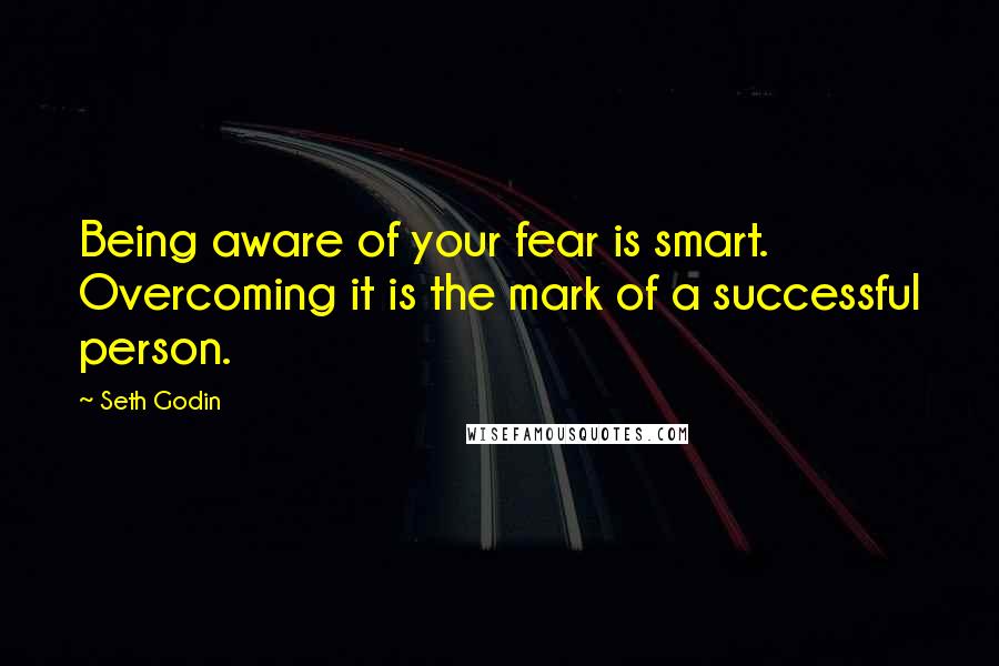 Seth Godin Quotes: Being aware of your fear is smart. Overcoming it is the mark of a successful person.