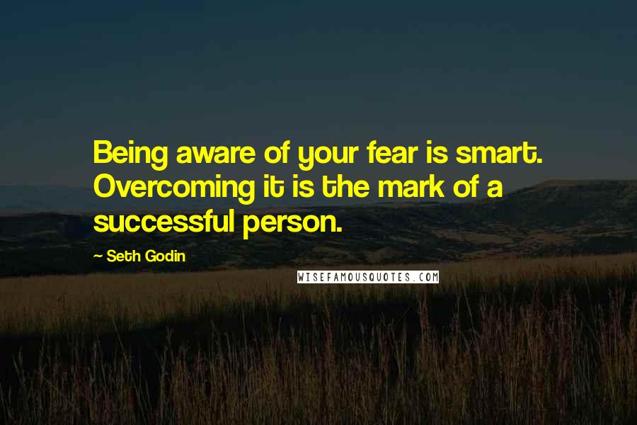 Seth Godin Quotes: Being aware of your fear is smart. Overcoming it is the mark of a successful person.