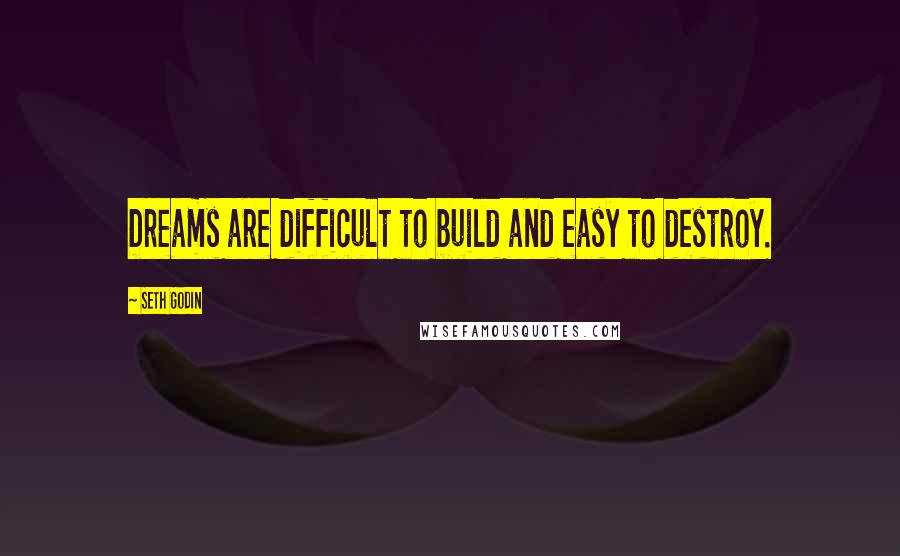 Seth Godin Quotes: Dreams are difficult to build and easy to destroy.