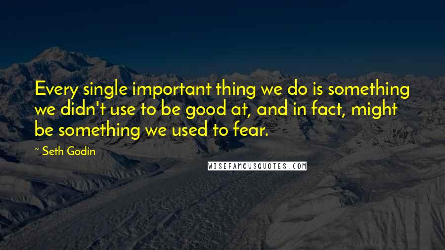 Seth Godin Quotes: Every single important thing we do is something we didn't use to be good at, and in fact, might be something we used to fear.