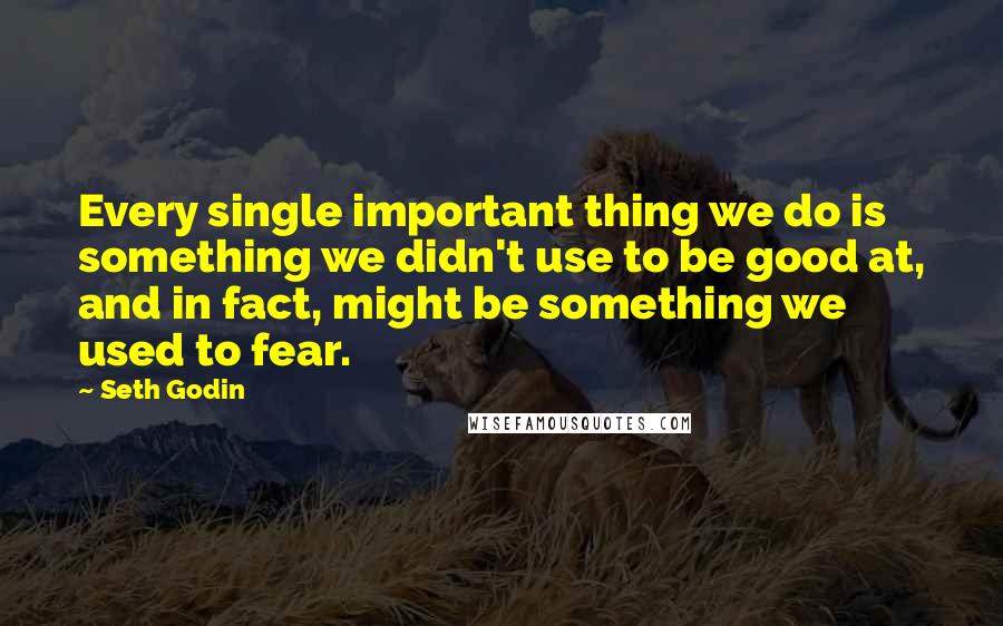 Seth Godin Quotes: Every single important thing we do is something we didn't use to be good at, and in fact, might be something we used to fear.