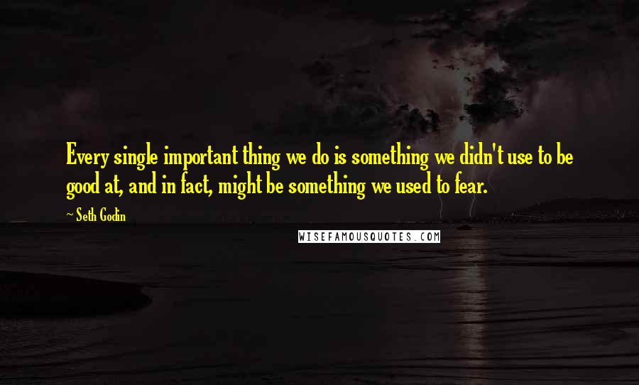 Seth Godin Quotes: Every single important thing we do is something we didn't use to be good at, and in fact, might be something we used to fear.