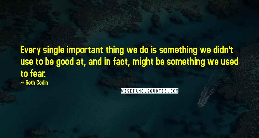 Seth Godin Quotes: Every single important thing we do is something we didn't use to be good at, and in fact, might be something we used to fear.