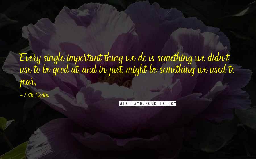 Seth Godin Quotes: Every single important thing we do is something we didn't use to be good at, and in fact, might be something we used to fear.