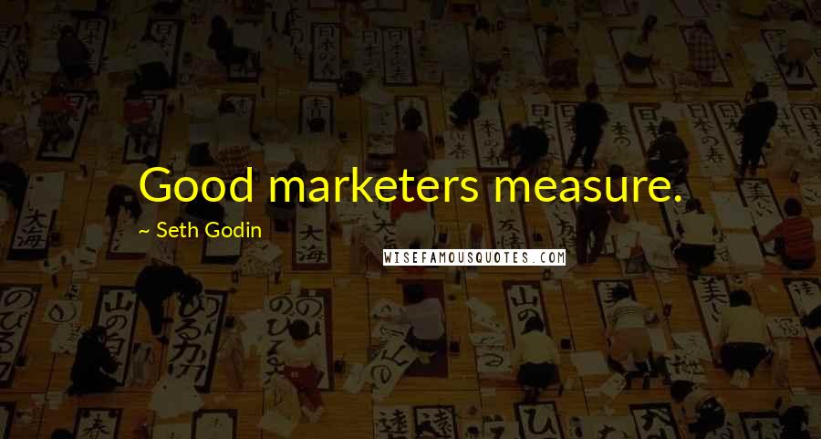 Seth Godin Quotes: Good marketers measure.