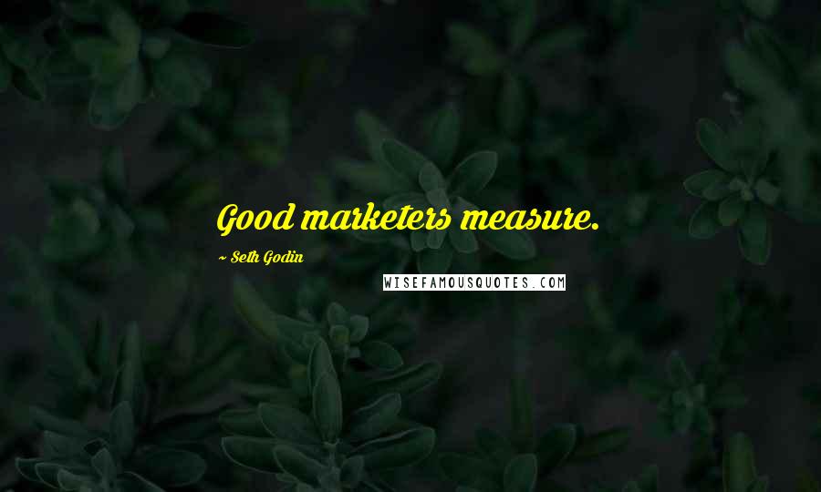 Seth Godin Quotes: Good marketers measure.