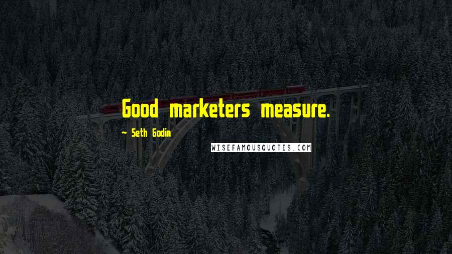 Seth Godin Quotes: Good marketers measure.