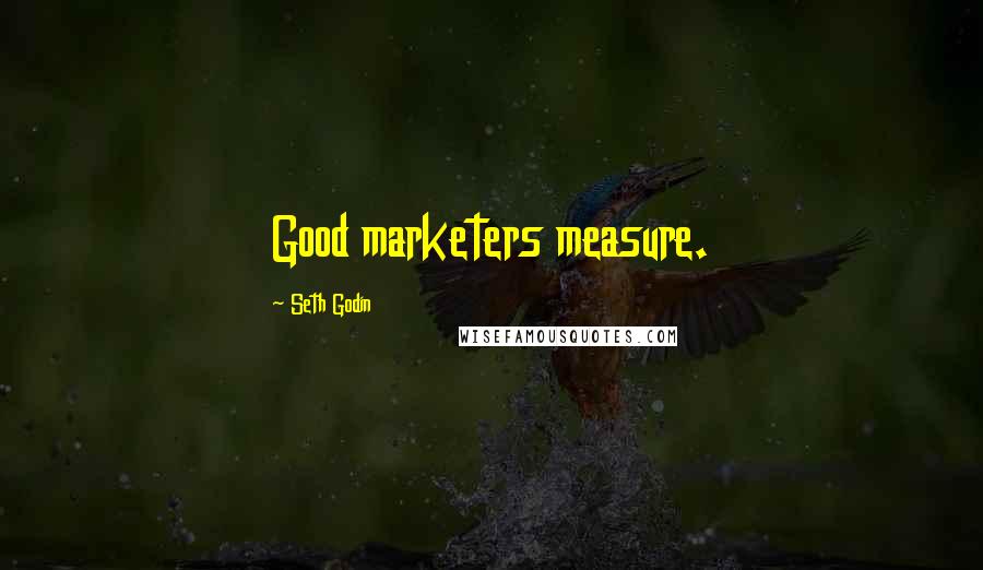 Seth Godin Quotes: Good marketers measure.