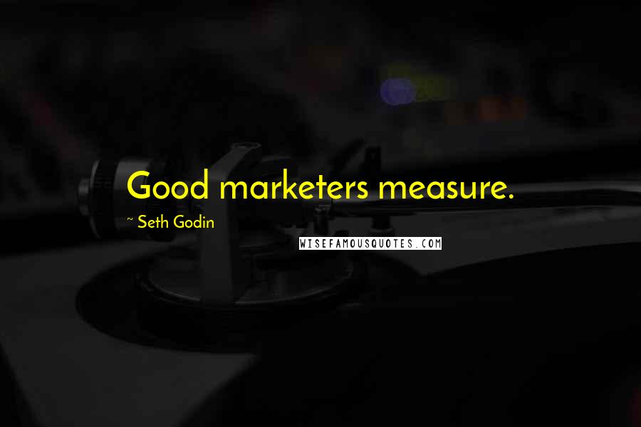 Seth Godin Quotes: Good marketers measure.