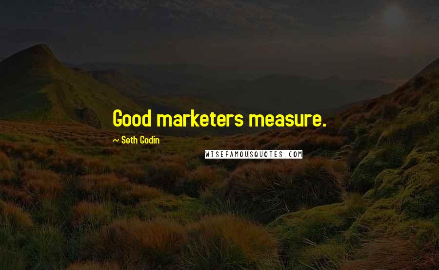 Seth Godin Quotes: Good marketers measure.