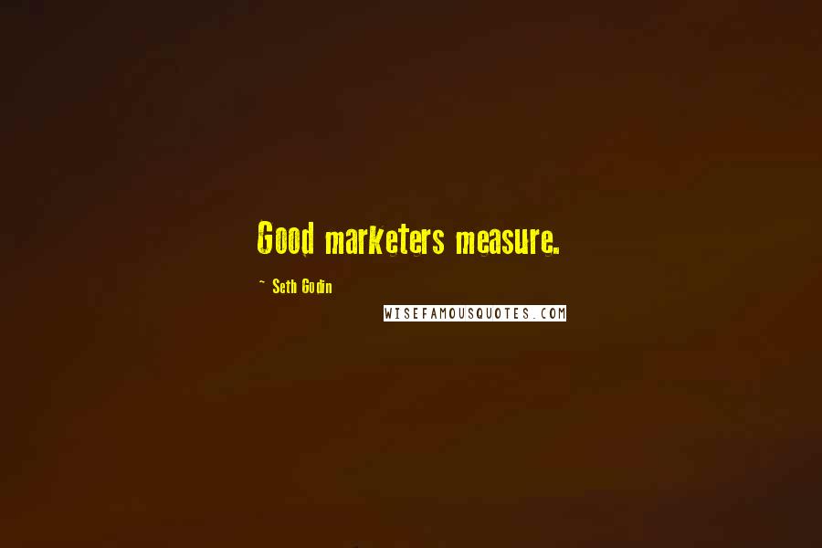 Seth Godin Quotes: Good marketers measure.