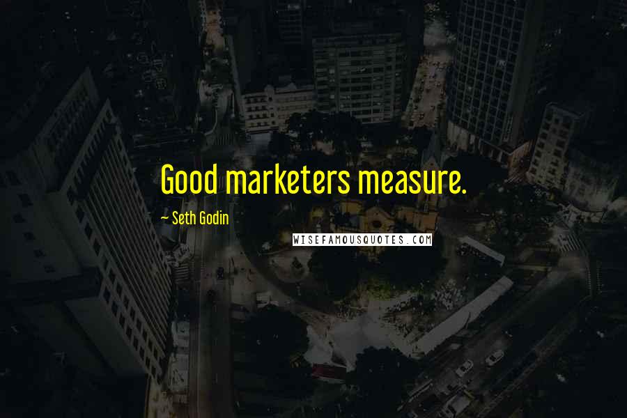 Seth Godin Quotes: Good marketers measure.