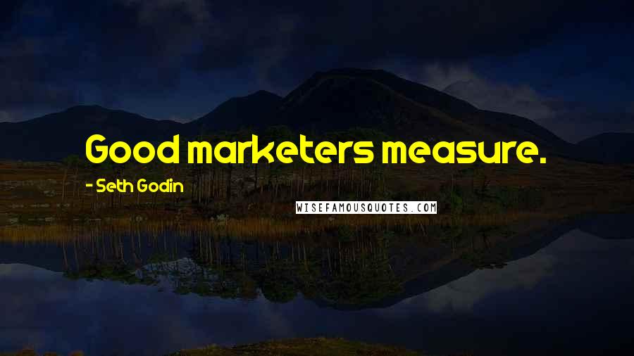 Seth Godin Quotes: Good marketers measure.