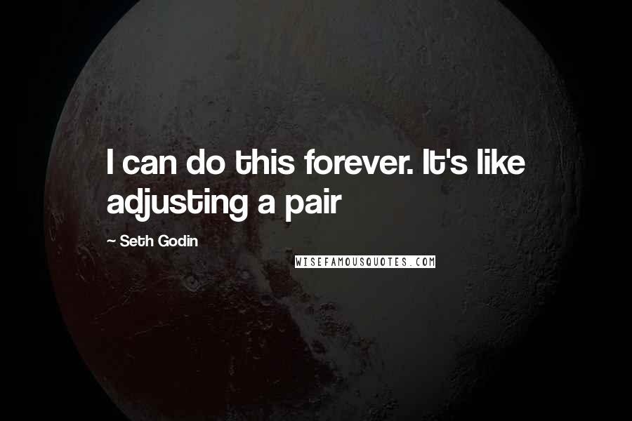 Seth Godin Quotes: I can do this forever. It's like adjusting a pair