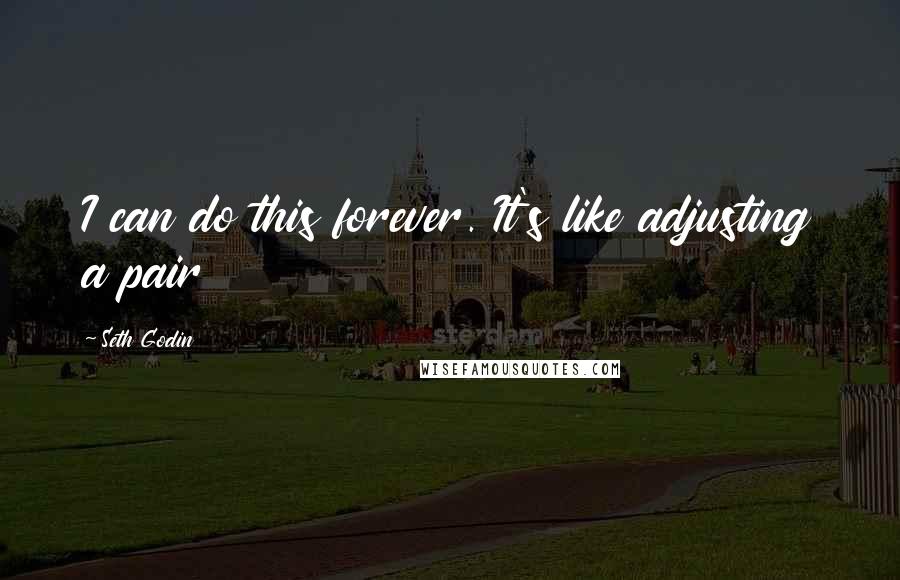 Seth Godin Quotes: I can do this forever. It's like adjusting a pair