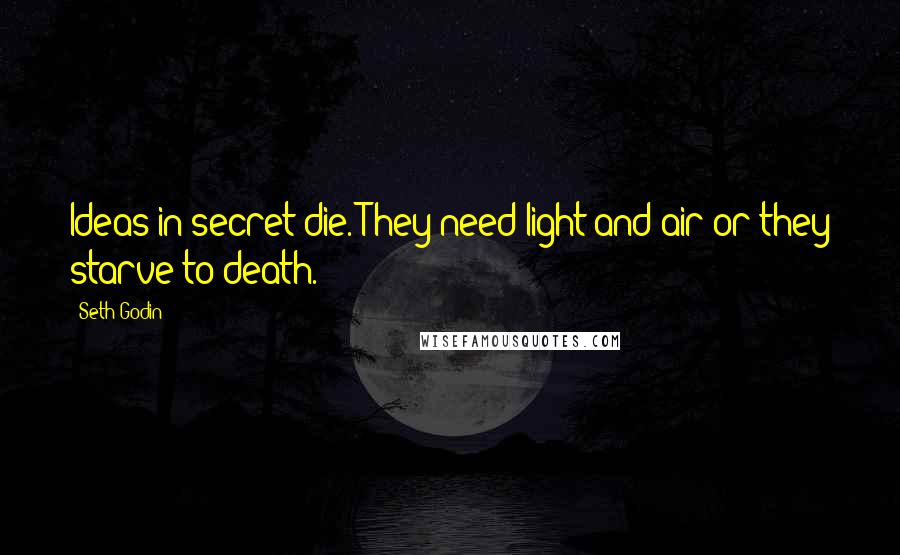 Seth Godin Quotes: Ideas in secret die. They need light and air or they starve to death.
