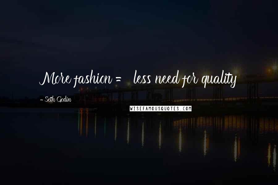 Seth Godin Quotes: More fashion = less need for quality