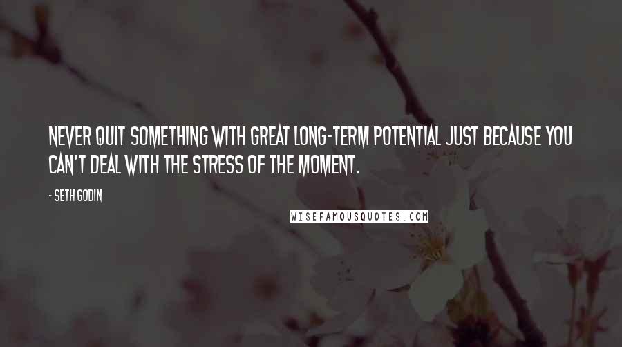 Seth Godin Quotes: Never quit something with great long-term potential just because you can't deal with the stress of the moment.