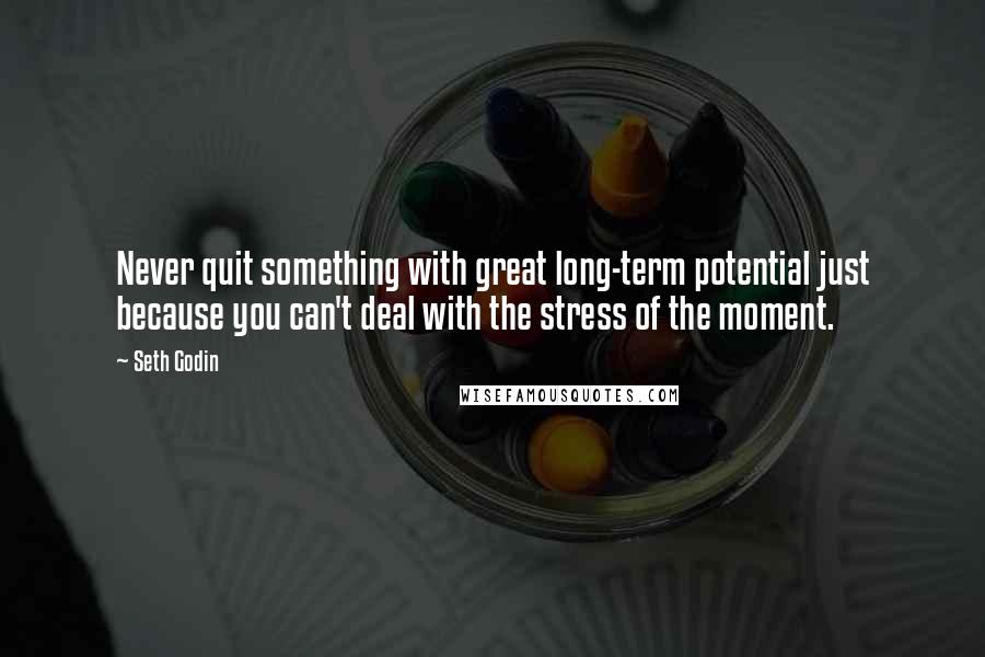 Seth Godin Quotes: Never quit something with great long-term potential just because you can't deal with the stress of the moment.