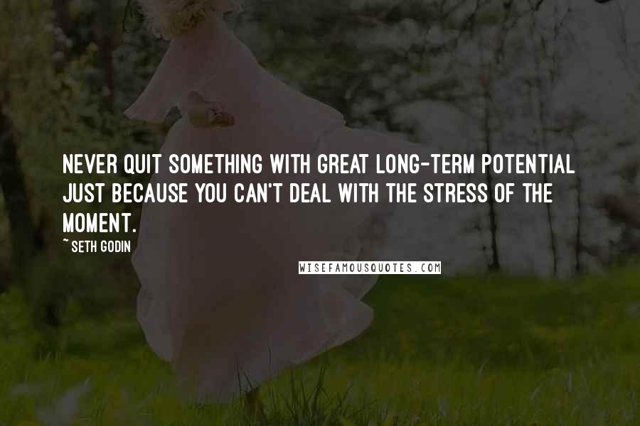 Seth Godin Quotes: Never quit something with great long-term potential just because you can't deal with the stress of the moment.