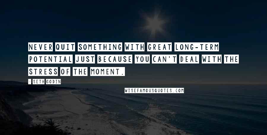 Seth Godin Quotes: Never quit something with great long-term potential just because you can't deal with the stress of the moment.