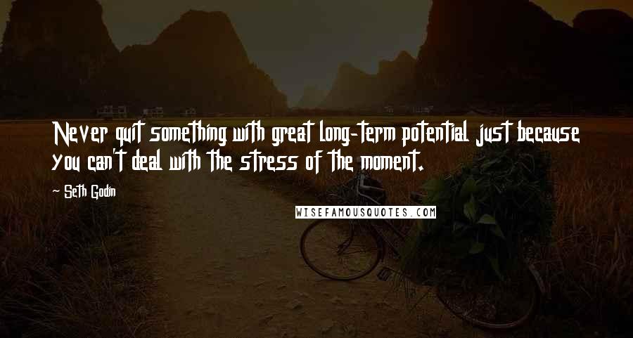 Seth Godin Quotes: Never quit something with great long-term potential just because you can't deal with the stress of the moment.