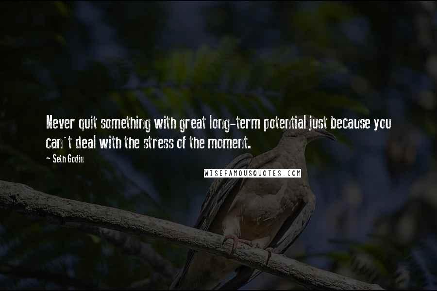 Seth Godin Quotes: Never quit something with great long-term potential just because you can't deal with the stress of the moment.