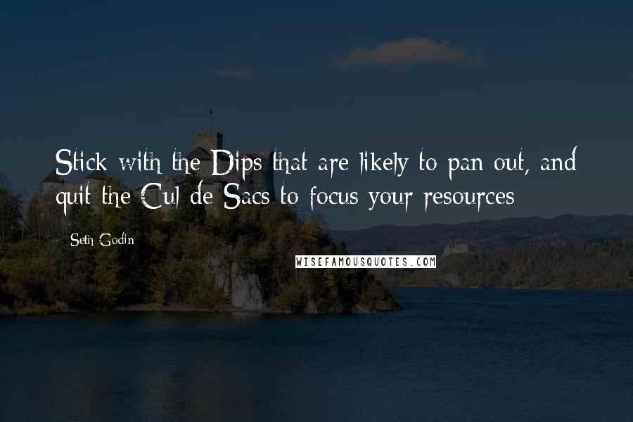 Seth Godin Quotes: Stick with the Dips that are likely to pan out, and quit the Cul-de-Sacs to focus your resources
