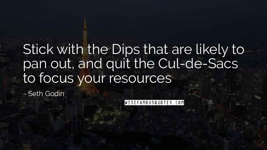 Seth Godin Quotes: Stick with the Dips that are likely to pan out, and quit the Cul-de-Sacs to focus your resources