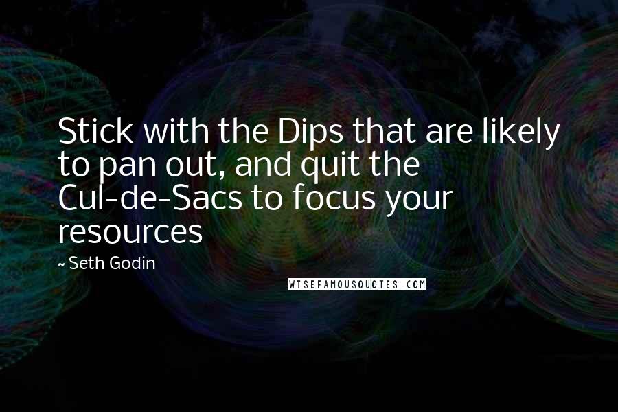 Seth Godin Quotes: Stick with the Dips that are likely to pan out, and quit the Cul-de-Sacs to focus your resources