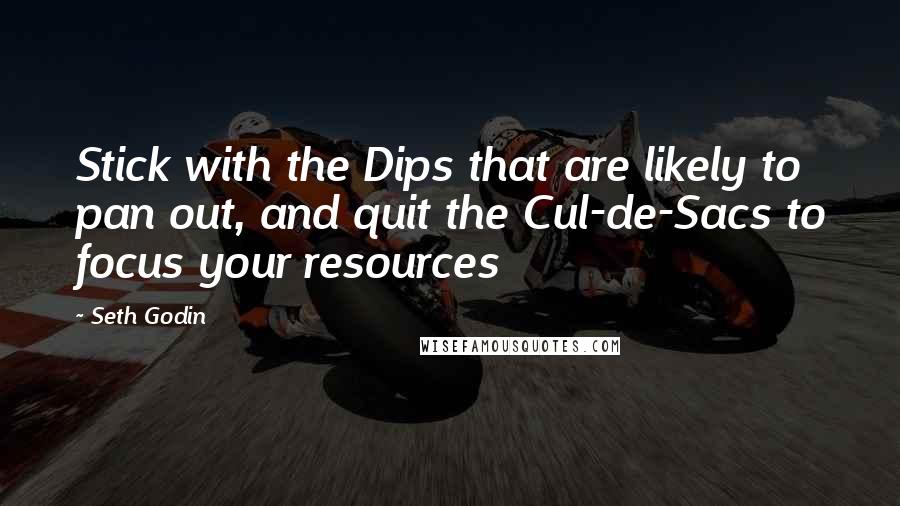 Seth Godin Quotes: Stick with the Dips that are likely to pan out, and quit the Cul-de-Sacs to focus your resources