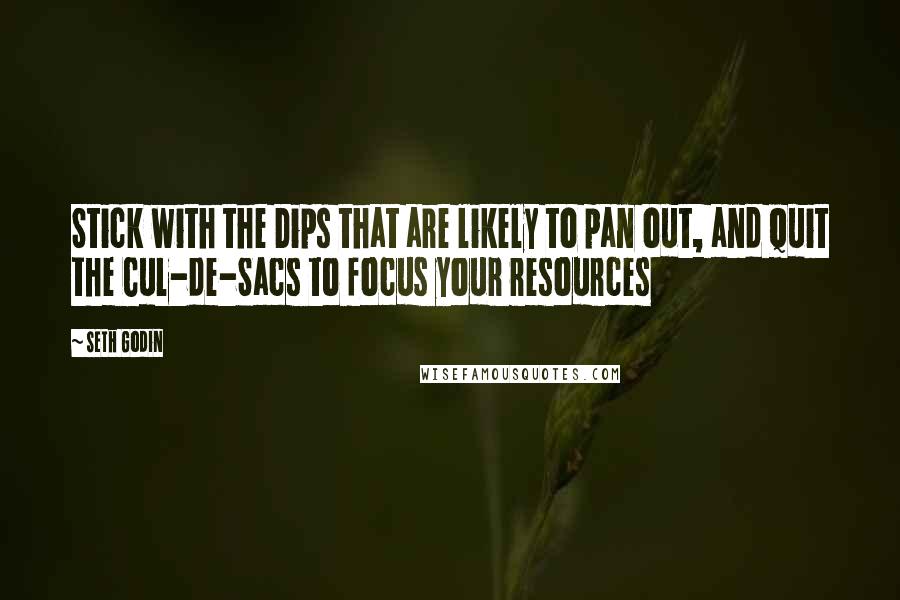 Seth Godin Quotes: Stick with the Dips that are likely to pan out, and quit the Cul-de-Sacs to focus your resources