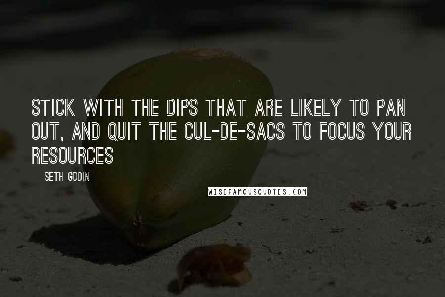 Seth Godin Quotes: Stick with the Dips that are likely to pan out, and quit the Cul-de-Sacs to focus your resources