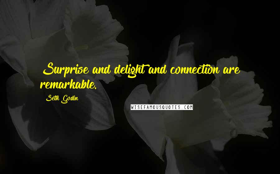 Seth Godin Quotes: Surprise and delight and connection are remarkable.