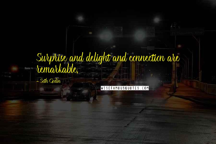 Seth Godin Quotes: Surprise and delight and connection are remarkable.