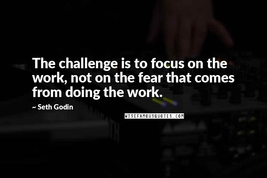 Seth Godin Quotes: The challenge is to focus on the work, not on the fear that comes from doing the work.