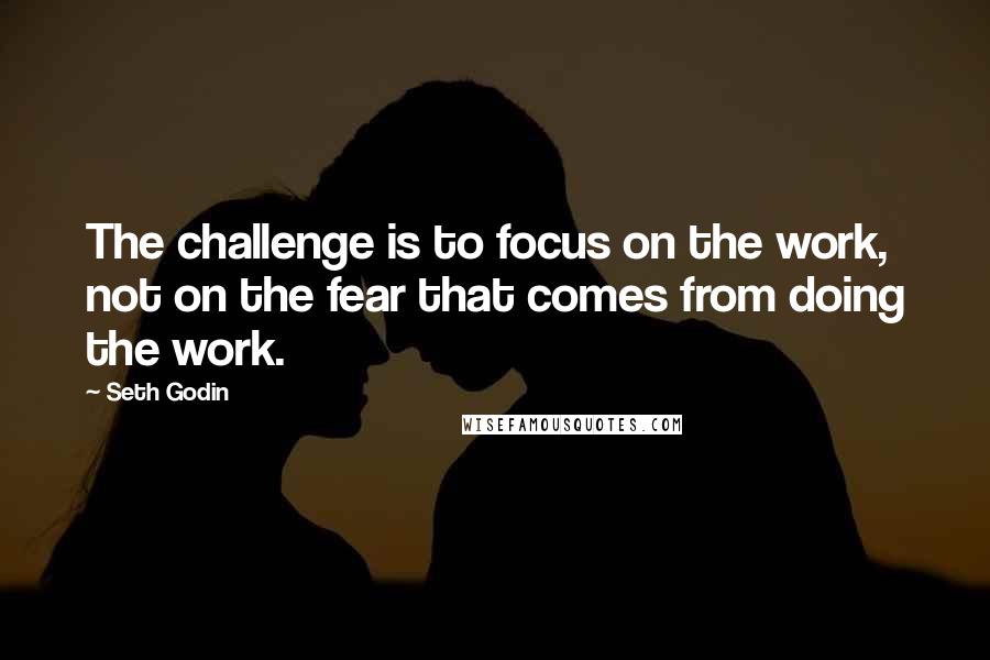 Seth Godin Quotes: The challenge is to focus on the work, not on the fear that comes from doing the work.