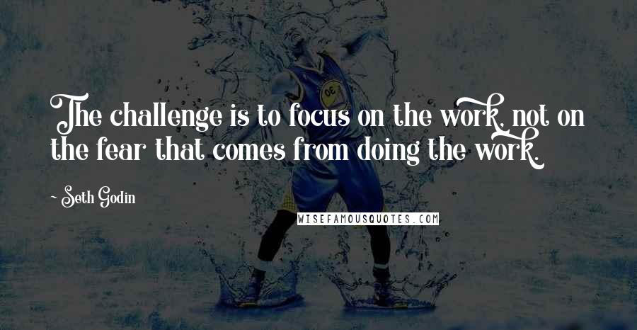 Seth Godin Quotes: The challenge is to focus on the work, not on the fear that comes from doing the work.