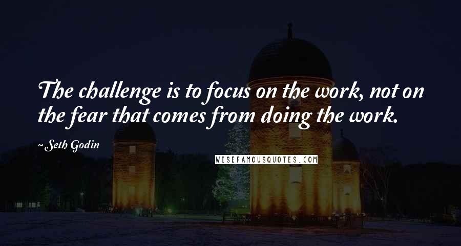 Seth Godin Quotes: The challenge is to focus on the work, not on the fear that comes from doing the work.