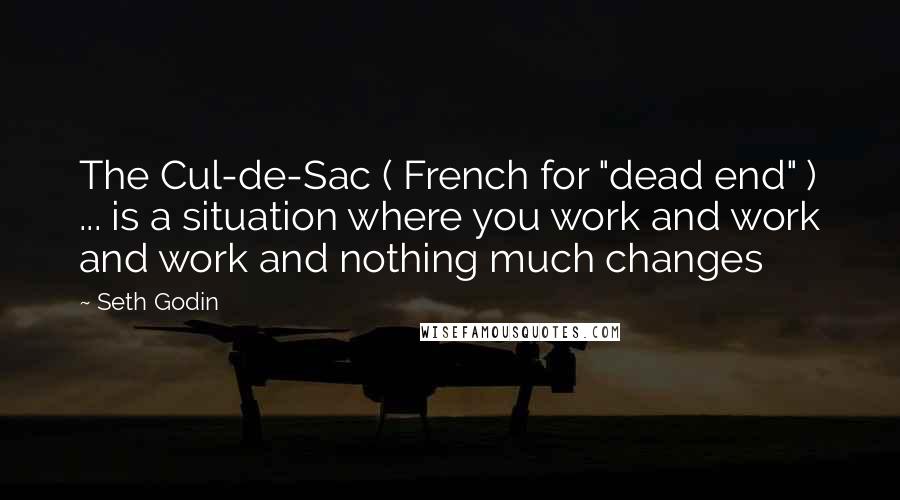 Seth Godin Quotes: The Cul-de-Sac ( French for "dead end" ) ... is a situation where you work and work and work and nothing much changes